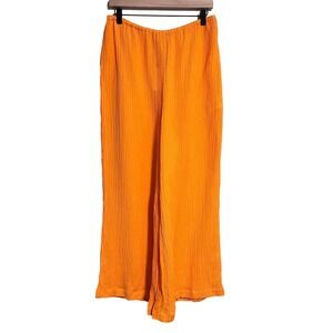 Faithfull the Brand Orange Wide-Leg Crinkle Pants